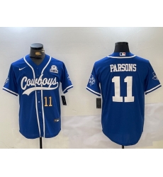 Men Dallas Cowboys 11 Micah Parsons Royal With Patch Cool Base Stitched Baseball Jersey Men Dallas Cowboys 11 Micah Parsons Royal With Patch Cool Base Stitched Baseball Jersey