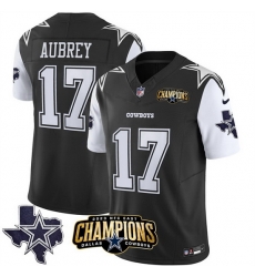 Men Dallas Cowboys 17 Brandon Aubrey Black White 2023 F U S E NFC East Champions Patch Stitched Football Jersey Men Dallas Cowboys 17 Brandon Aubrey Black White 2023 F U S E NFC East Champions Patch Stitched Football Jersey