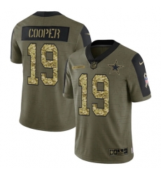 Men Dallas Cowboys 19 Amari Cooper 2021 Salute To Service Olive Camo Limited Stitched Jersey Men Dallas Cowboys 19 Amari Cooper 2021 Salute To Service Olive Camo Limited Stitched Jersey