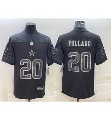 Men Dallas Cowboys 20 Tony Pollard Black Reflective Limited Stitched Football Jersey Men Dallas Cowboys 20 Tony Pollard Black Reflective Limited Stitched Football Jersey
