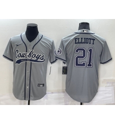 Men Dallas Cowboys 21 Ezekiel Elliott Grey Cool Base Stitched Baseball Jersey Men Dallas Cowboys 21 Ezekiel Elliott Grey Cool Base Stitched Baseball Jersey