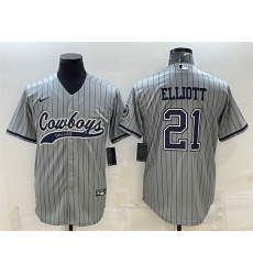 Men Dallas Cowboys 21 Ezekiel Elliott Grey With Patch Cool Base Stitched Baseball Jersey Men Dallas Cowboys 21 Ezekiel Elliott Grey With Patch Cool Base Stitched Baseball Jersey