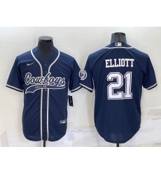 Men Dallas Cowboys 21 Ezekiel Elliott Navy Cool Base Stitched Baseball Jersey Men Dallas Cowboys 21 Ezekiel Elliott Navy Cool Base Stitched Baseball Jersey