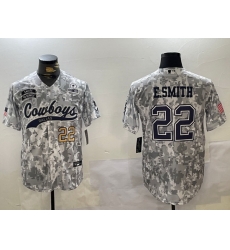 Men Dallas Cowboys 22 Emmitt Smith 2024 Arctic Camo Salute To Service Stitched Baseball Jersey 6 Men Dallas Cowboys 22 Emmitt Smith 2024 Arctic Camo Salute To Service Stitched Baseball Jersey 6