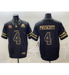 Men Dallas Cowboys 4 Dak Prescott Black Gold 2025 F U S E With 5x Super Bowl Champions 26 Established In 1960 Patch Vapor Limited Stitched Football Jerse Men Dallas Cowboys 4 Dak Prescott Black Gold 2025 F U S E With 5x Super Bowl Champions 26 Established In 1960 Patch Vapor Limited Stitched Football Jerse