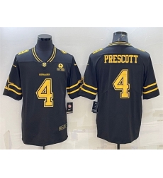 Men Dallas Cowboys 4 Dak Prescott Black Gold Edition With 1960 Patch Limited Stitched Football Jersey Men Dallas Cowboys 4 Dak Prescott Black Gold Edition With 1960 Patch Limited Stitched Football Jersey