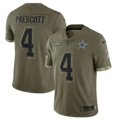 Men Dallas Cowboys 4 Dak Prescott Olive 2022 Salute To Service Limited Stitched Jersey Men Dallas Cowboys 4 Dak Prescott Olive 2022 Salute To Service Limited Stitched Jersey