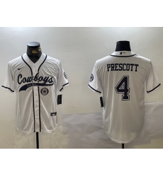 Men Dallas Cowboys 4 White Team With Patch Cool Base Stitched Baseball Jersey 1 Men Dallas Cowboys 4 White Team With Patch Cool Base Stitched Baseball Jersey 1