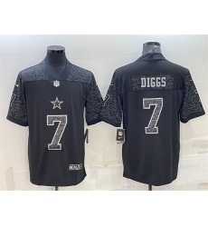 Men Dallas Cowboys 7 Trevon Diggs Black Reflective Limited Stitched Football Jersey Men Dallas Cowboys 7 Trevon Diggs Black Reflective Limited Stitched Football Jersey