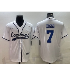 Men Dallas Cowboys 7 Trevon Diggs White Cool Base Stitched Baseball Jersey Men Dallas Cowboys 7 Trevon Diggs White Cool Base Stitched Baseball Jersey