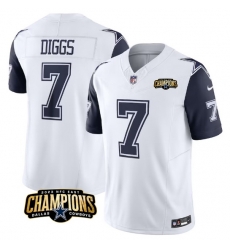 Men Dallas Cowboys 7 Trevon Diggs White Navy 2023 F U S E NFC East Champions Patch Stitched Football Jersey Men Dallas Cowboys 7 Trevon Diggs White Navy 2023 F U S E NFC East Champions Patch Stitched Football Jersey
