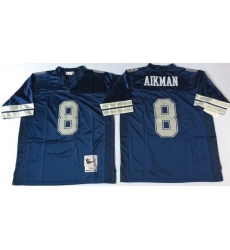 Men Dallas Cowboys 8 Troy Aikman Blue M&N Throwback Jersey Men Dallas Cowboys 8 Troy Aikman Blue M&N Throwback Jersey