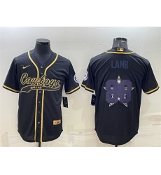 Men Dallas Cowboys 88 CeeDee Lamb Black Gold Team Big Logo With Patch Cool Base Stitched Baseball Jersey Men Dallas Cowboys 88 CeeDee Lamb Black Gold Team Big Logo With Patch Cool Base Stitched Baseball Jersey