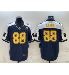 Men Dallas Cowboys 88 CeeDee Lamb Navy Gold Edition With 1960 Patch Limited Stitched Football Jersey Men Dallas Cowboys 88 CeeDee Lamb Navy Gold Edition With 1960 Patch Limited Stitched Football Jersey
