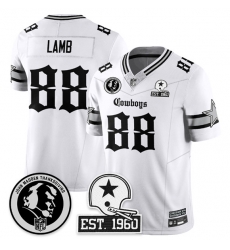 Men Dallas Cowboys 88 CeeDee Lamb White 2025 F U S E  With John Madden Patch  26 Established In 1960 Patch Vapor Limited Stitched Football Jersey