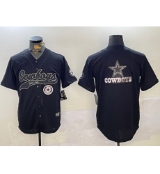 Men Dallas Cowboys Team Big Logo Black With Patch Cool Base Stitched Baseball Jersey 15 Men Dallas Cowboys Team Big Logo Black With Patch Cool Base Stitched Baseball Jersey 15