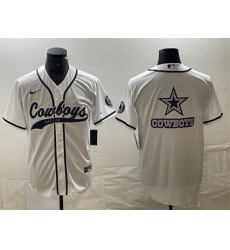 Men Dallas Cowboys White Team Big Logo With Patch Cool Base Stitched Baseball Jersey Men Dallas Cowboys White Team Big Logo With Patch Cool Base Stitched Baseball Jersey