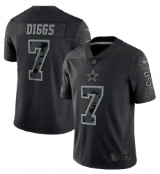 Men's Nike Dallas Cowboys Trevon Diggs #7 Black RFLCTV Limited Jersey Men's Nike Dallas Cowboys Trevon Diggs #7 Black RFLCTV Limited Jersey