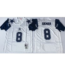 Mitchell Ness cowboys #8 Troy Aikman white Throwback Stitched NFL Jersey Mitchell Ness cowboys #8 Troy Aikman white Throwback Stitched NFL Jersey