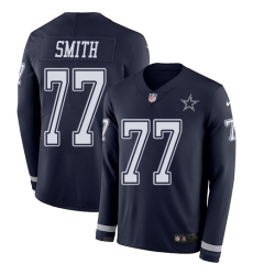 Nike Cowboys #77 Tyron Smith Navy Blue Team Color Men Stitched NFL Limited Therma Long Sleeve Jersey Nike Cowboys #77 Tyron Smith Navy Blue Team Color Men Stitched NFL Limited Therma Long Sleeve Jersey