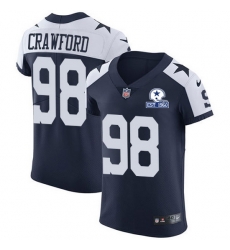 Nike Cowboys 98 Tyrone Crawford Navy Blue Thanksgiving Men Stitched With Established In 1960 Patch NFL Vapor Untouchable Throwback Elite Jersey Nike Cowboys 98 Tyrone Crawford Navy Blue Thanksgiving Men Stitched With Established In 1960 Patch NFL Vapor Untouchable Throwback Elite Jersey