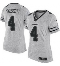 Nike Cowboys #4 Dak Prescott Gray Womens Stitched NFL Limited Gridiron Gray II Jersey Nike Cowboys #4 Dak Prescott Gray Womens Stitched NFL Limited Gridiron Gray II Jersey