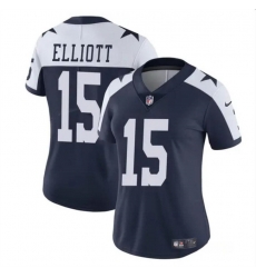 Women Dallas Cowboys 15 Ezekiel Elliott Navy White Vapor Thanksgiving Limited Stitched Football Jersey Women Dallas Cowboys 15 Ezekiel Elliott Navy White Vapor Thanksgiving Limited Stitched Football Jersey