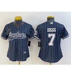 Women Dallas Cowboys 7 Trevon Diggs Navy With Patch Cool Base Stitched Baseball Jersey Women Dallas Cowboys 7 Trevon Diggs Navy With Patch Cool Base Stitched Baseball Jersey