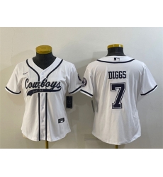 Women Dallas Cowboys 7 Trevon Diggs White With Patch Cool Base Stitched Baseball Jersey Women Dallas Cowboys 7 Trevon Diggs White With Patch Cool Base Stitched Baseball Jersey