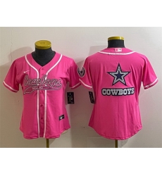 Women Dallas Cowboys Pink Team Big Logo With Patch Cool Base Stitched Baseball Jersey Women Dallas Cowboys Pink Team Big Logo With Patch Cool Base Stitched Baseball Jersey