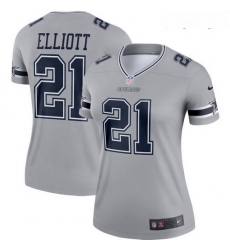 Women Nike Cowboys 21 Ezekiel Elliott Gray Women Inverted Legend Jersey Women Nike Cowboys 21 Ezekiel Elliott Gray Women Inverted Legend Jersey