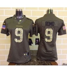 Women Nike Cowboys #9 Tony Romo Green Stitched NFL Limited Salute to Service Jersey Women Nike Cowboys #9 Tony Romo Green Stitched NFL Limited Salute to Service Jersey
