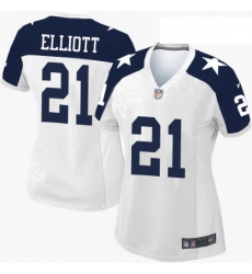 Womens Nike Dallas Cowboys 21 Ezekiel Elliott Elite White Throwback Alternate NFL Jersey Womens Nike Dallas Cowboys 21 Ezekiel Elliott Elite White Throwback Alternate NFL Jersey