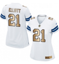 Womens Nike Dallas Cowboys 21 Ezekiel Elliott Elite WhiteGold NFL Jersey Womens Nike Dallas Cowboys 21 Ezekiel Elliott Elite WhiteGold NFL Jersey