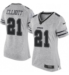 Womens Nike Dallas Cowboys 21 Ezekiel Elliott Limited Gray Gridiron II NFL Jersey Womens Nike Dallas Cowboys 21 Ezekiel Elliott Limited Gray Gridiron II NFL Jersey