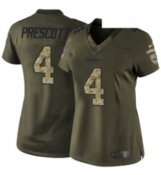 Womens Nike Dallas Cowboys 4 Dak Prescott Elite Green Salute to Service NFL Jersey Womens Nike Dallas Cowboys 4 Dak Prescott Elite Green Salute to Service NFL Jersey