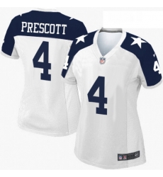 Womens Nike Dallas Cowboys 4 Dak Prescott Elite White Throwback Alternate NFL Jersey Womens Nike Dallas Cowboys 4 Dak Prescott Elite White Throwback Alternate NFL Jersey