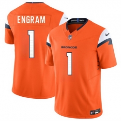 Men Denver Broncos 1 Evan Engram Orange 2024 F U S E  Vapor Limited Stitched Football Jersey