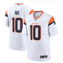 Men Denver Broncos 10 Bo Nix White 2024 Draft F U S E  Vapor Limited Stitched Football Jersey
