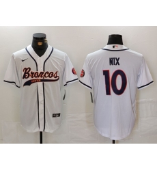 Men Denver Broncos 10 Bo Nix White Cool Base Stitched Baseball Jersey 2 Men Denver Broncos 10 Bo Nix White Cool Base Stitched Baseball Jersey 2
