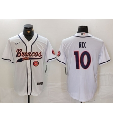Men Denver Broncos 10 Bo Nix White Cool Base Stitched Baseball Jersey Men Denver Broncos 10 Bo Nix White Cool Base Stitched Baseball Jersey