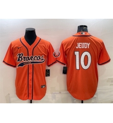 Men Denver Broncos 10 Jerry Jeudy Orange With Patch Cool Base Stitched Baseball Jersey Men Denver Broncos 10 Jerry Jeudy Orange With Patch Cool Base Stitched Baseball Jersey