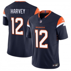 Men Denver Broncos 12 RJ Harvey Navy F U S E  Vapor Limited Stitched Football Jersey