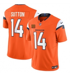 Men Denver Broncos 14 Courtland Sutton Orange 2025 F U S E  With 4 Star C Patch Vapor Limited Stitched Football Jersey