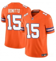 Men Denver Broncos 15 Nik Bonitto Orange F U S E  Mile High Collection 1977 Throwback Vapor Limited Stitched Football Jersey