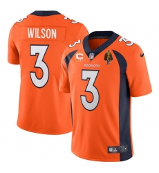 Men Denver Broncos #3 Russell Wilson Orange With C Patch & Walter Payton Patch Vapor Untouchable Limited Stitched Jersey Men Denver Broncos #3 Russell Wilson Orange With C Patch & Walter Payton Patch Vapor Untouchable Limited Stitched Jersey