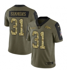 Men Denver Broncos 31 Justin Simmons 2021 Salute To Service Olive Camo Limited Stitched Jersey Men Denver Broncos 31 Justin Simmons 2021 Salute To Service Olive Camo Limited Stitched Jersey