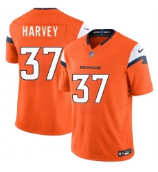 Men Denver Broncos 37 RJ Harvey Orange 2025 Draft F U S E  Vapor Limited Stitched Football Jersey