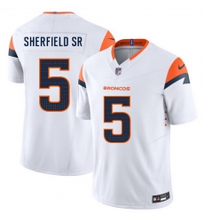 Men Denver Broncos 5 Trent Sherfield Sr White 2024 F U S E  Vapor Limited Stitched Football Jersey