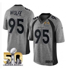 Nike Broncos #95 Derek Wolfe Gray Super Bowl 50 Mens Stitched NFL Limited Gridiron Gray Jersey Nike Broncos #95 Derek Wolfe Gray Super Bowl 50 Mens Stitched NFL Limited Gridiron Gray Jersey